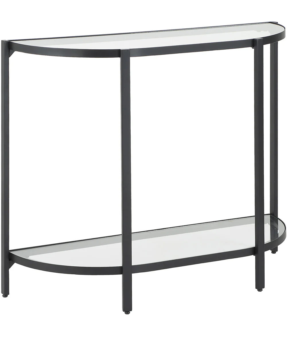 Accent Furniture with Tempered Glass Top with Shelves Satin Black - Image 4