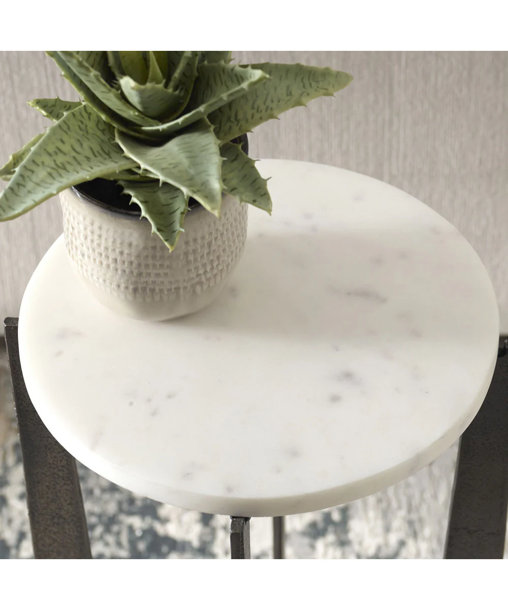 Accent Table in Marble Brass Bronze - Image 3