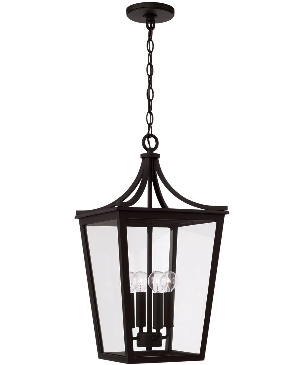 Adair 4-Light Outdoor Hanging-Lantern Rain or Shine - Black