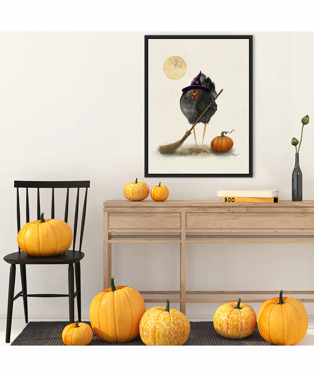 Framed Banshee Halloween Hen by Shanda Louis Canvas Wall Art Print (23  W x 30  H), Sylvie Black Frame - Image 2