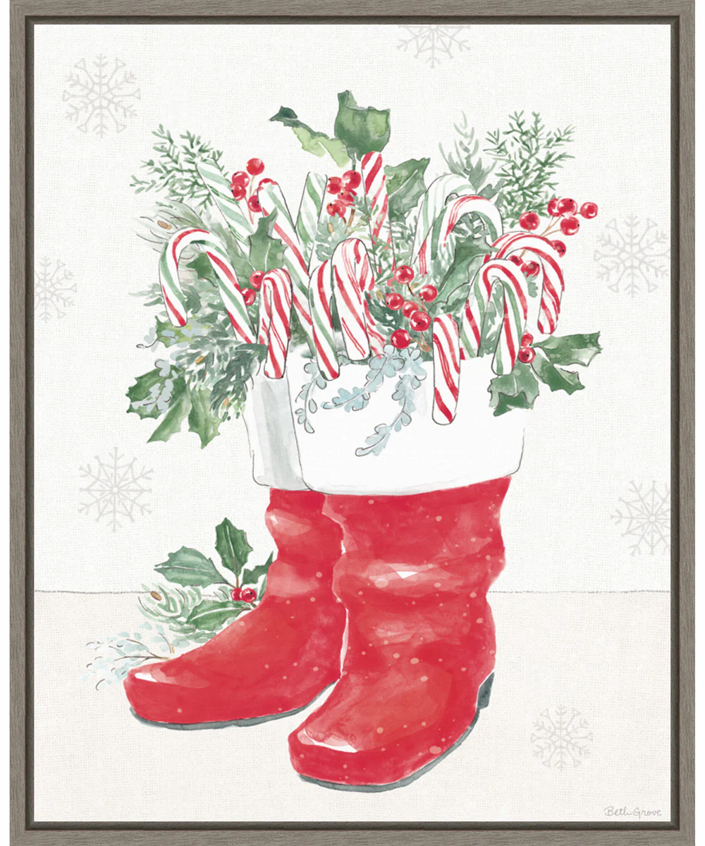 Framed Christmas Charm III by Beth Grove Canvas Wall Art Print (23 W x 28 H), Sylvie Greywash Frame