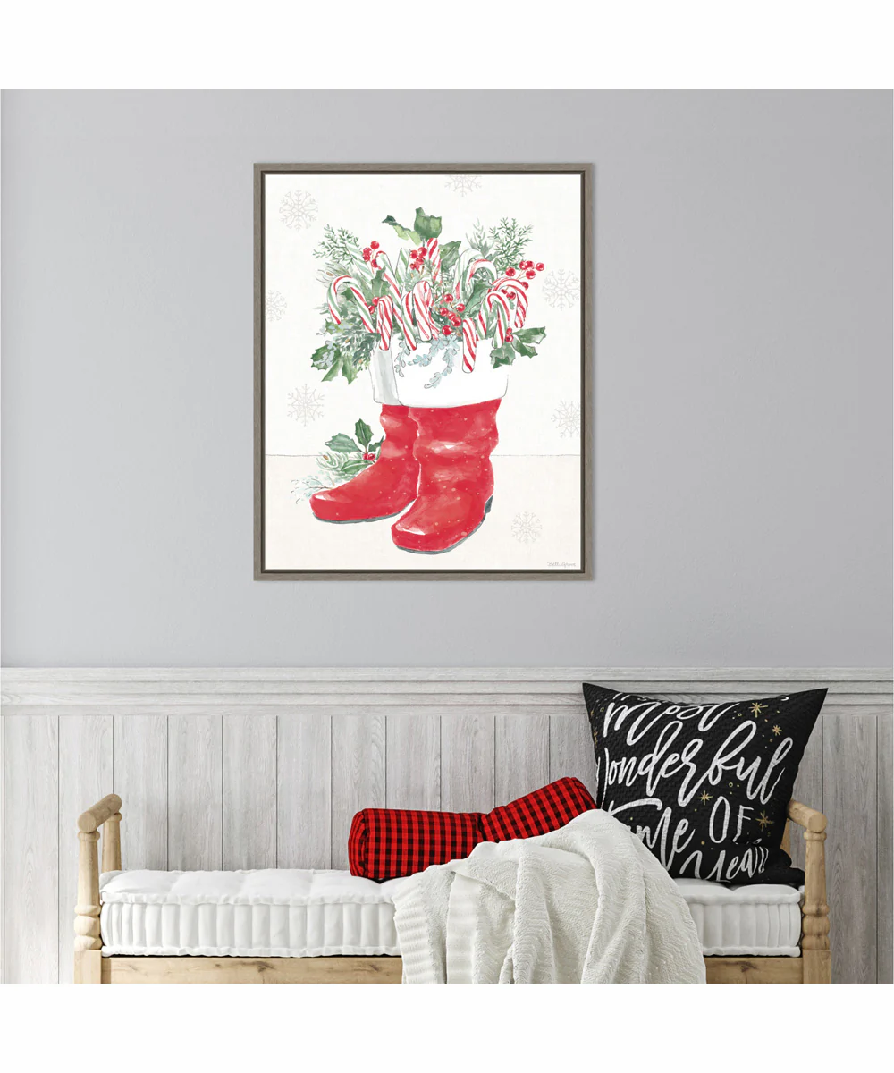 Framed Christmas Charm III by Beth Grove Canvas Wall Art Print (23 W x 28 H), Sylvie Greywash Frame - Image 2
