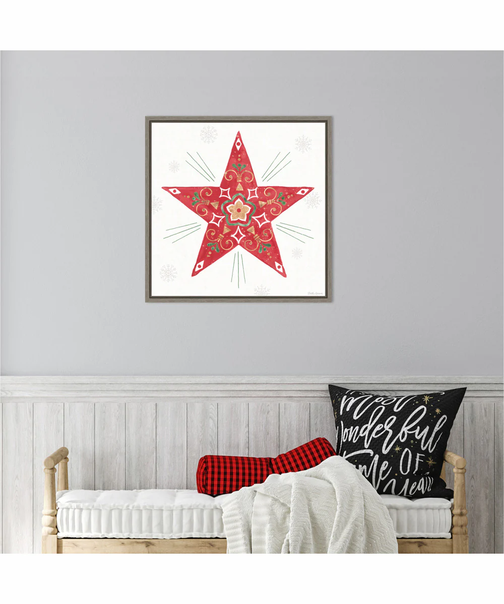Framed Christmas Charm XI by Beth Grove Canvas Wall Art Print (22 W x 22 H), Sylvie Greywash Frame - Image 2