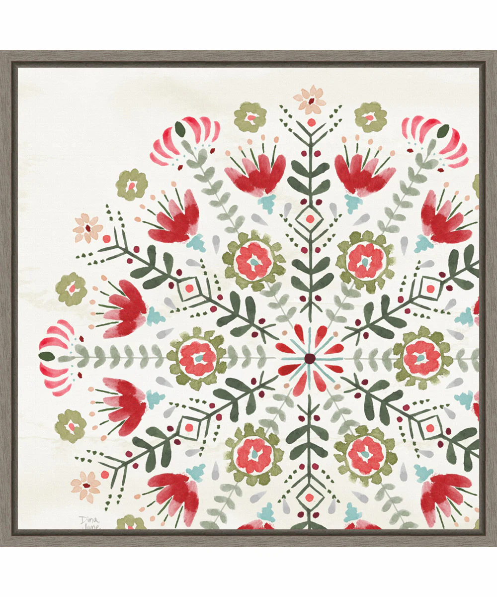 Framed Festive Season IX by Dina June Canvas Wall Art Print (22 W x 22 H), Sylvie Greywash Frame