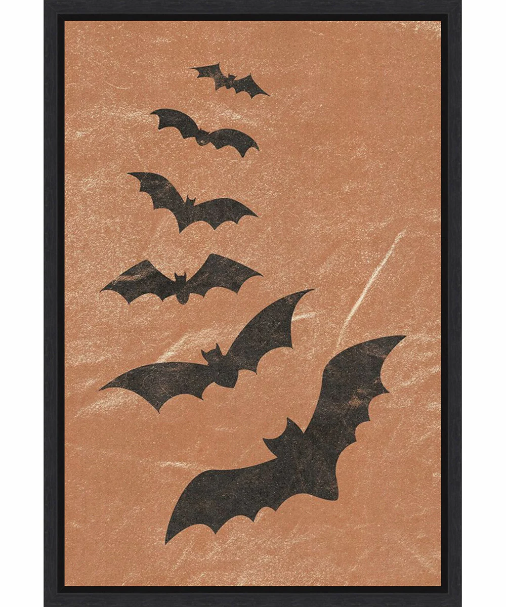 Framed Halloween Bats by JJ Design Canvas Wall Art Print (16 W x 23 H), Sylvie Black Frame