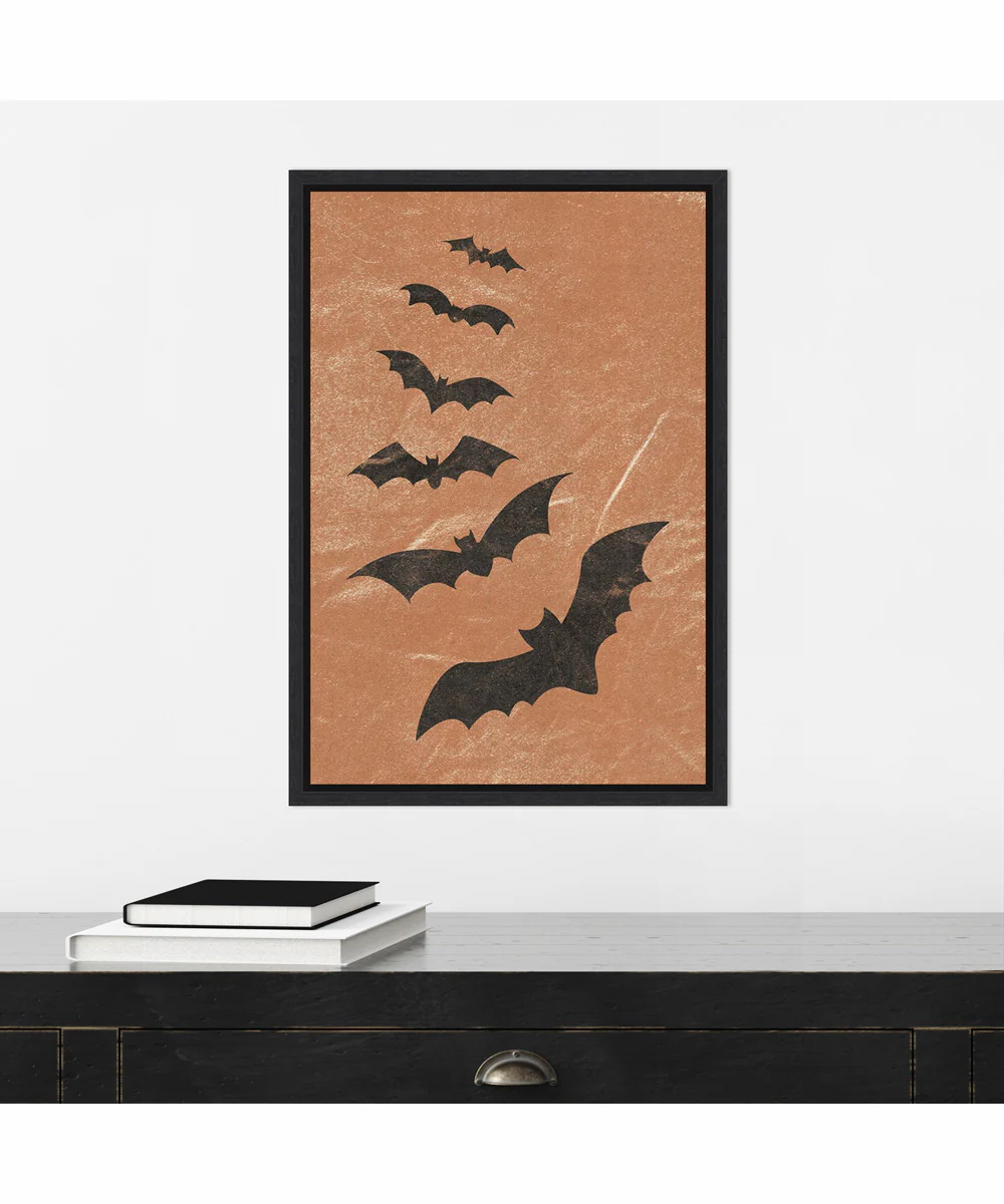 Framed Halloween Bats by JJ Design Canvas Wall Art Print (16 W x 23 H), Sylvie Black Frame - Image 2