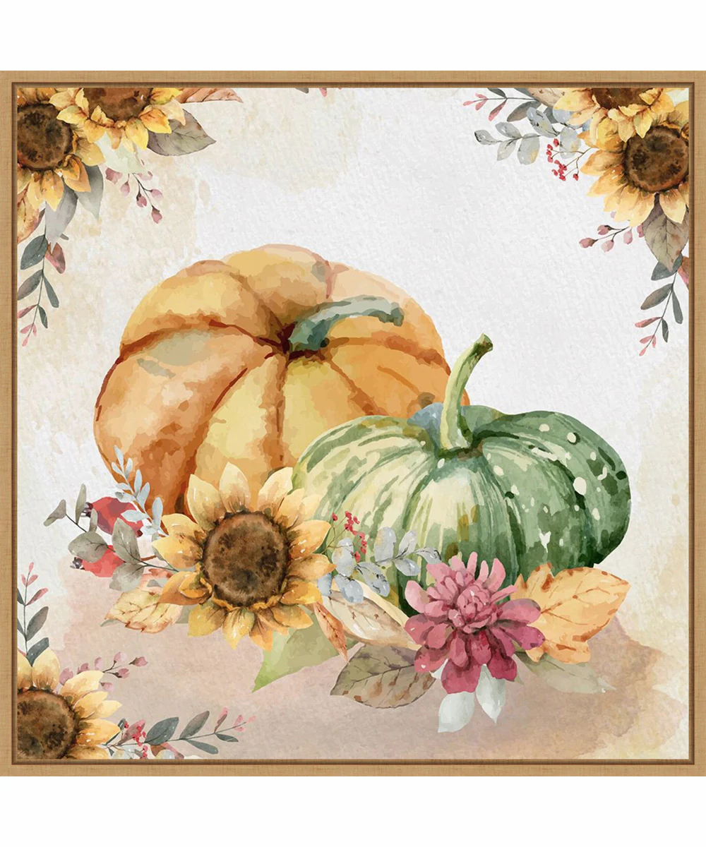 Framed Harvest Pumpkins by Art Nd Canvas Wall Art Print (30 W x 30 H), Sylvie Maple Frame