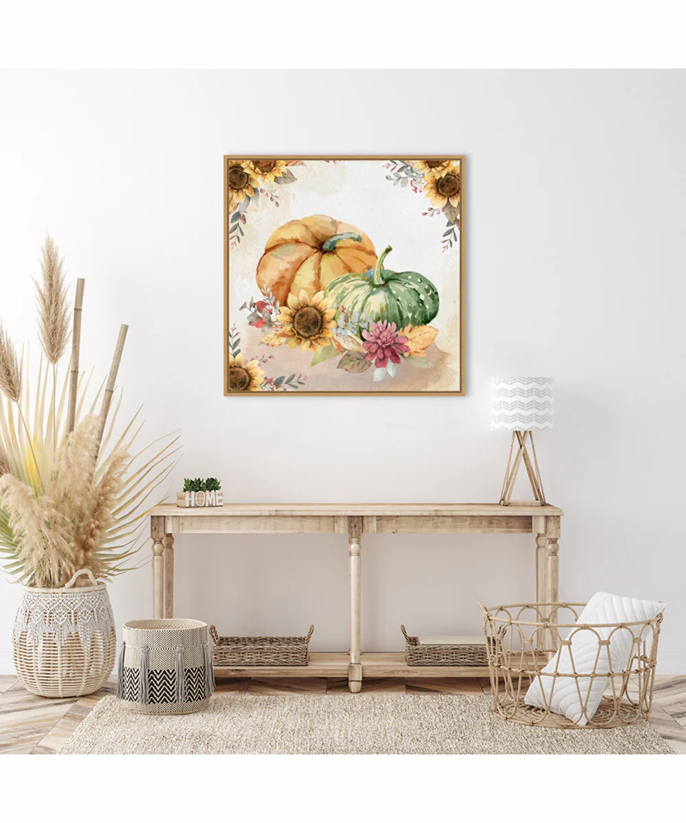 Framed Harvest Pumpkins by Art Nd Canvas Wall Art Print (30 W x 30 H), Sylvie Maple Frame - Image 2