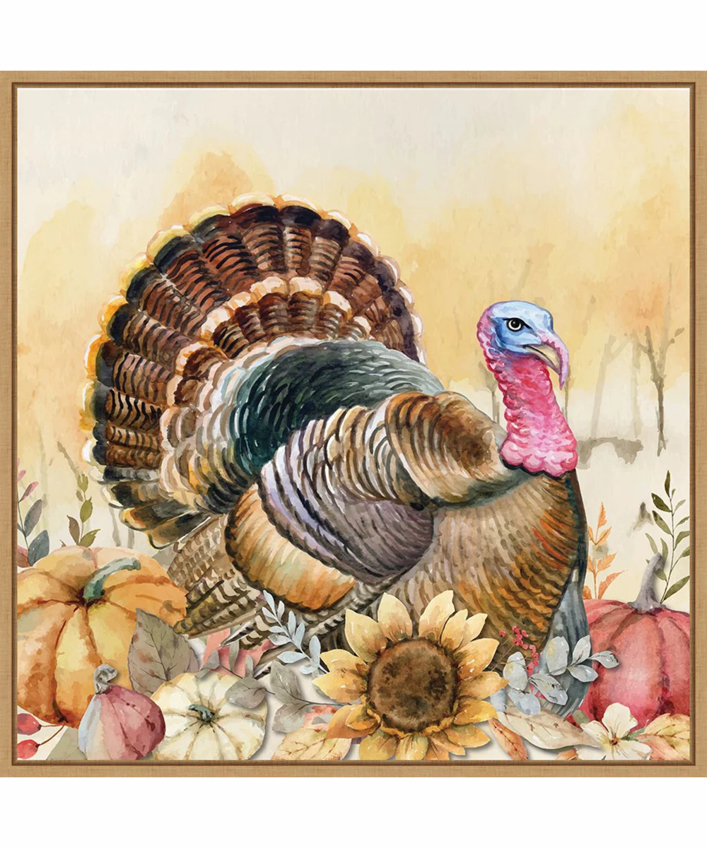 Framed Harvest Turkey by Art Nd Canvas Wall Art Print (30 W x 30 H), Sylvie Maple Frame