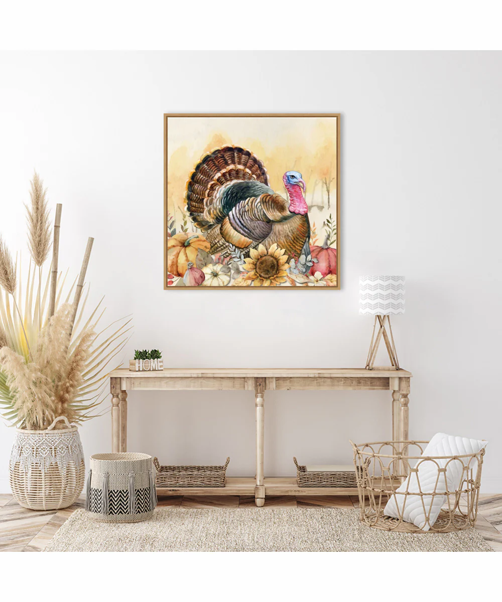 Framed Harvest Turkey by Art Nd Canvas Wall Art Print (30 W x 30 H), Sylvie Maple Frame - Image 2