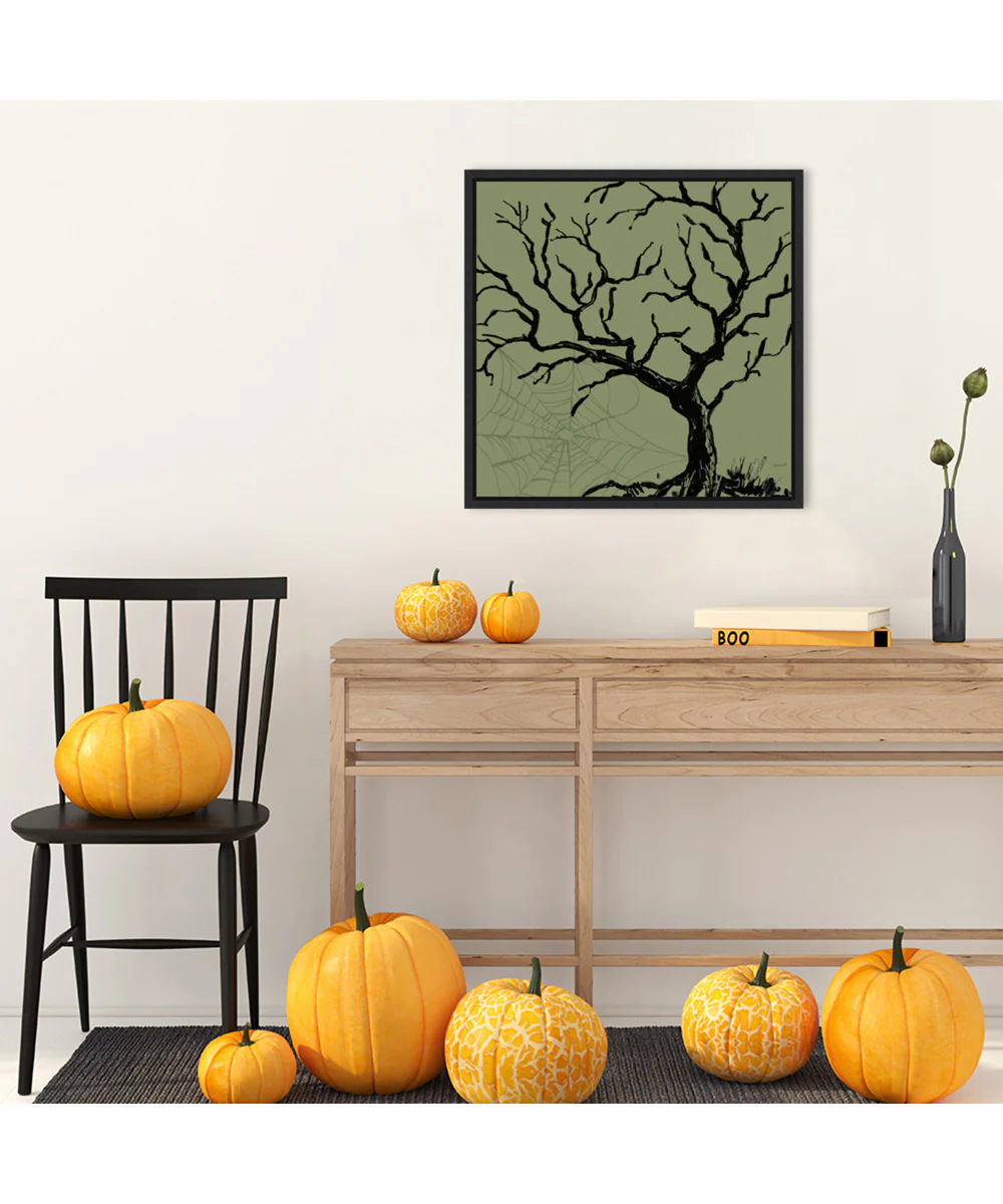 Framed Haunted Halloween V by Anne Tavoletti Canvas Wall Art Print (22 W x 22 H), Sylvie Black Frame - Image 2