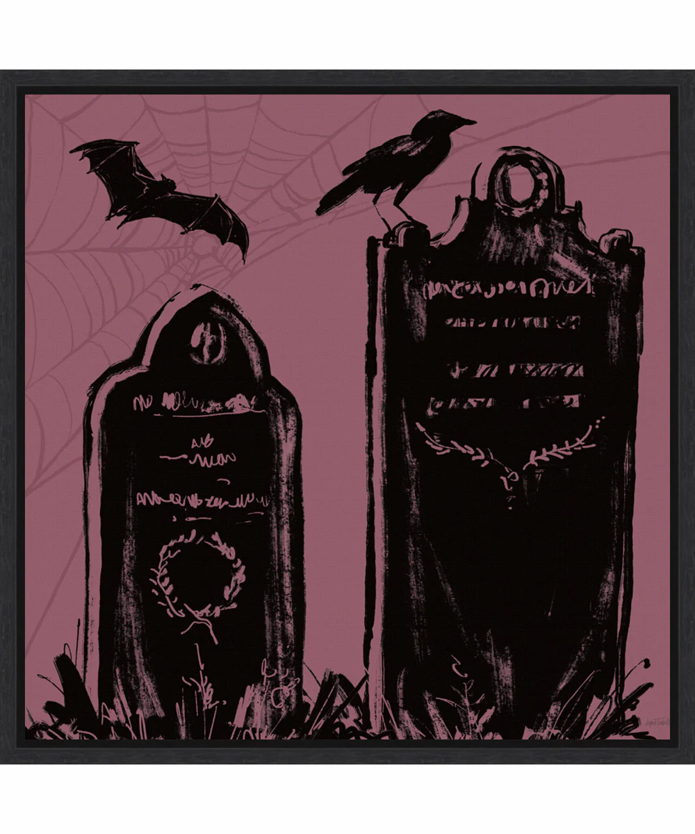 Framed Haunted Halloween VIII by Anne Tavoletti Canvas Wall Art Print (22  W x 22  H), Sylvie Black Frame
