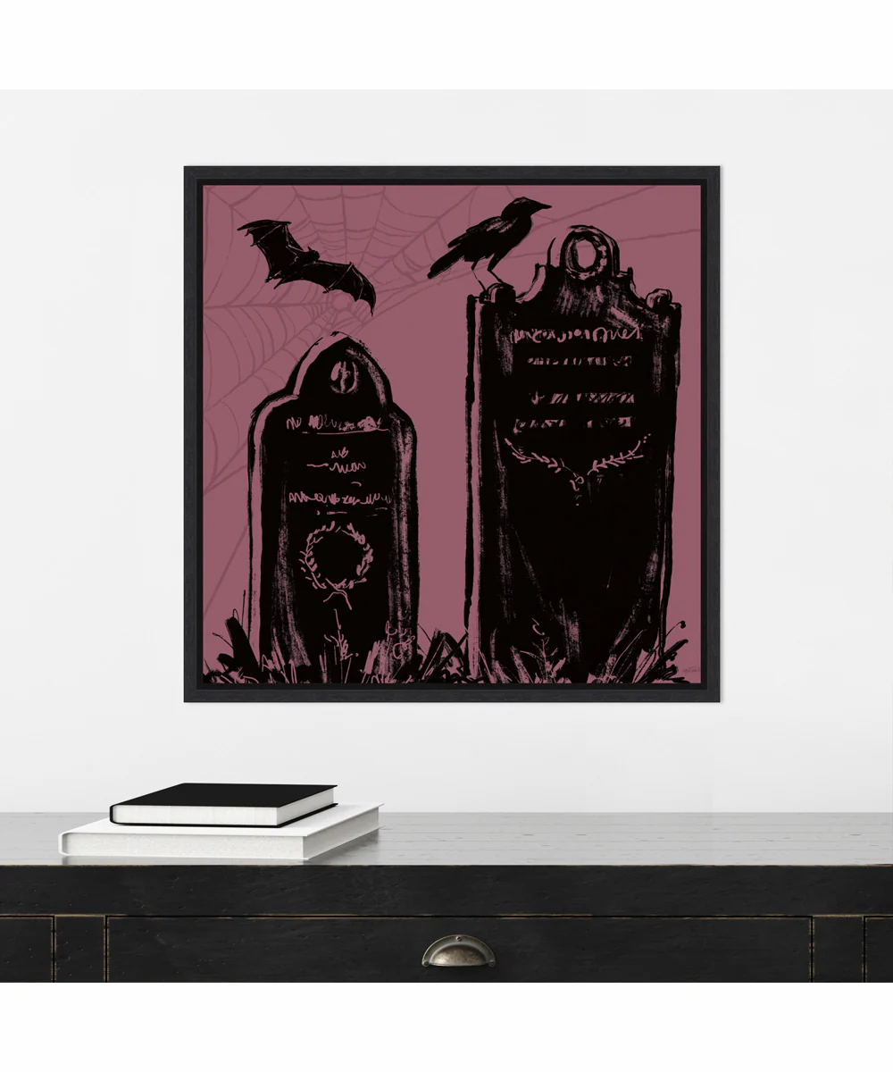 Framed Haunted Halloween VIII by Anne Tavoletti Canvas Wall Art Print (22  W x 22  H), Sylvie Black Frame - Image 2