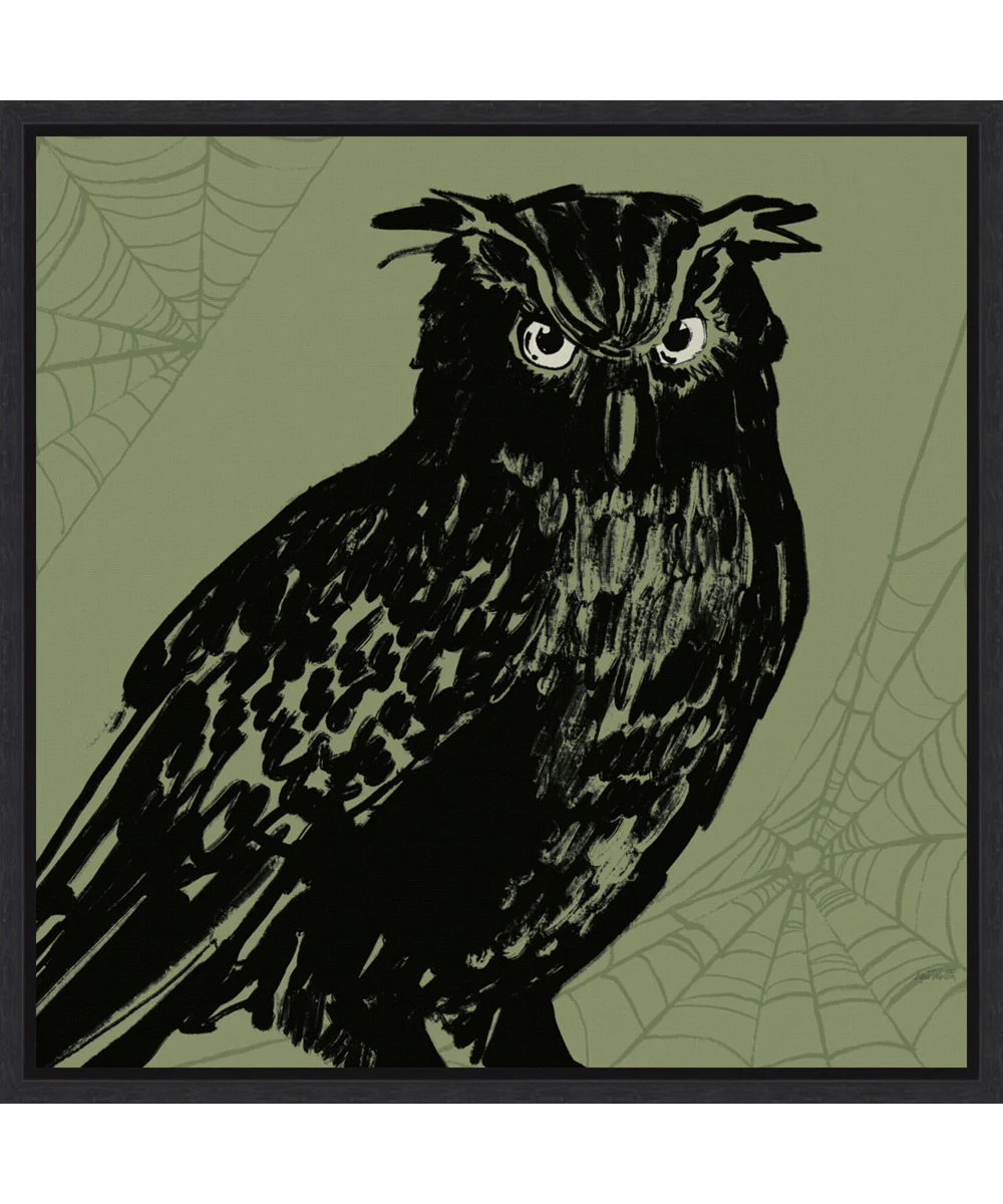 Framed Haunted Halloween X by Anne Tavoletti Canvas Wall Art Print (22 W x 22 H), Sylvie Black Frame
