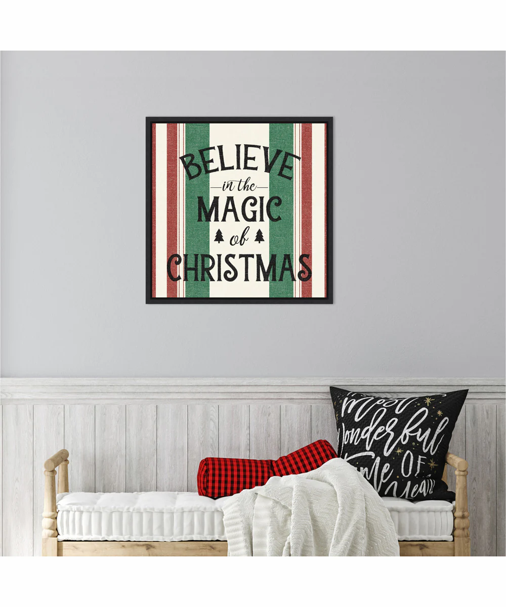 Framed Heartland Holiday IV Green by Wild Apple Portfolio Canvas Wall Art Print (22  W x 22  H), Sylvie Black Frame - Image 2