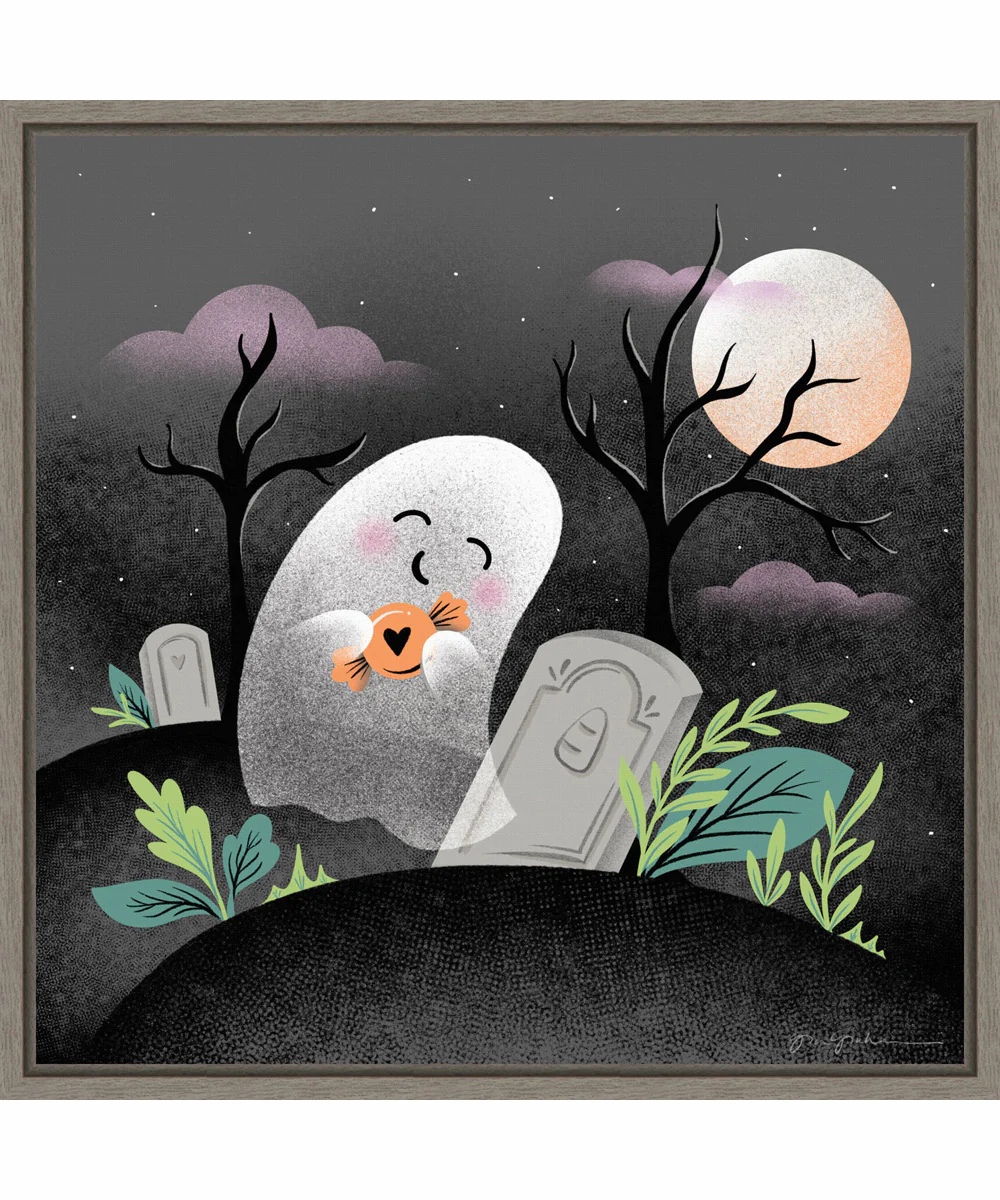 Framed Hocus Pocus Halloween IV by Gia Graham Canvas Wall Art Print (22  W x 22  H), Sylvie Greywash Frame