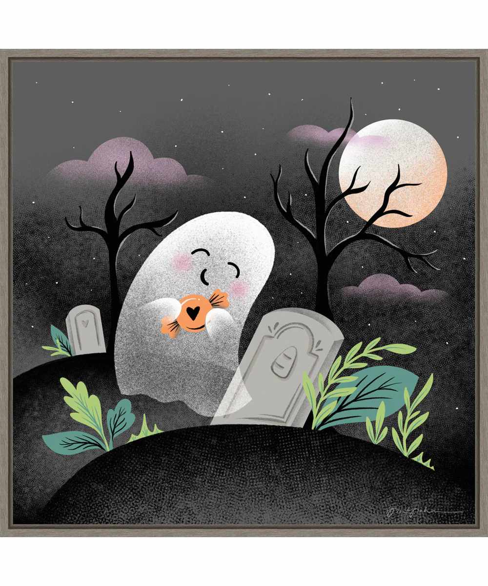 Framed Hocus Pocus Halloween IV by Gia Graham Canvas Wall Art Print (30  W x 30  H), Sylvie Greywash Frame