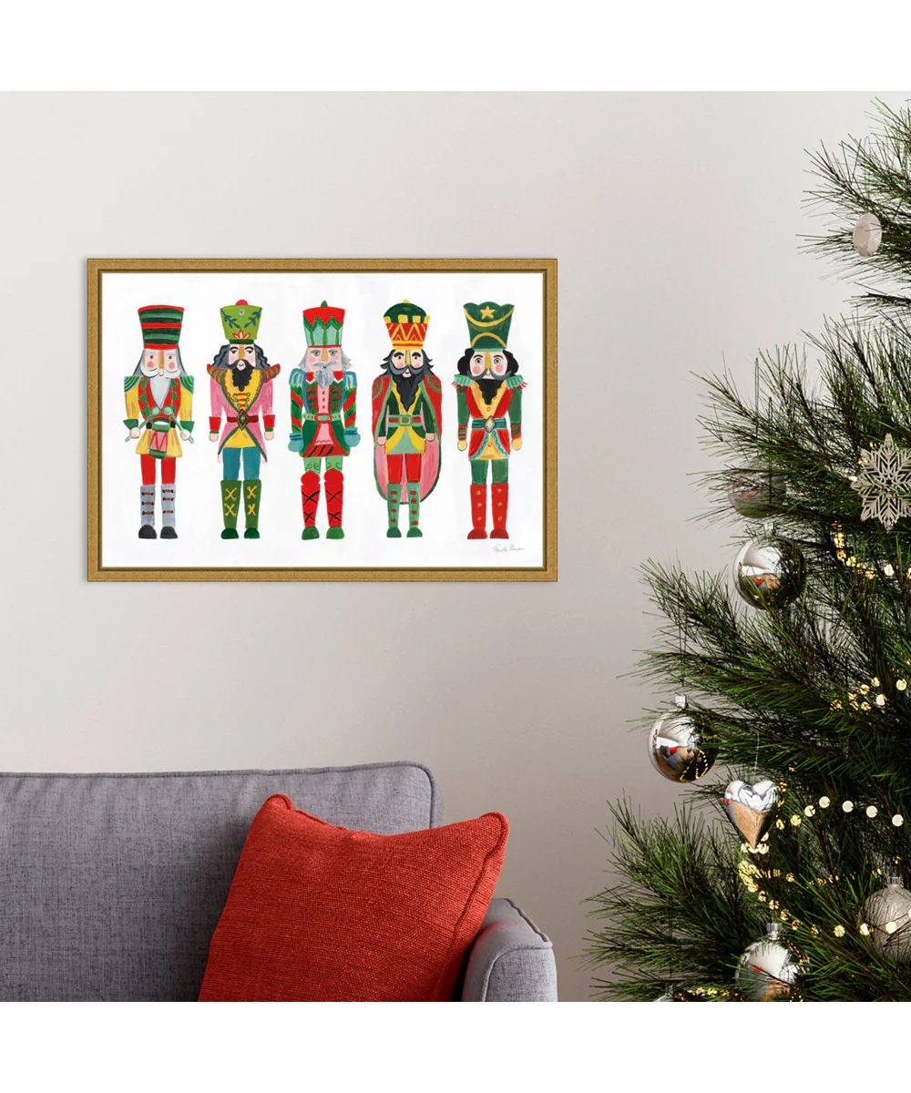 Framed Holiday Nutcrackers I by Farida Zaman Canvas Wall Art Print (23  W x 16  H), Sylvie Gold Frame - Image 2