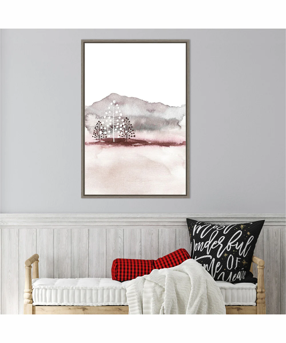 Framed Holiday Time 2 Christmas Trees by Design Fabrikken Canvas Wall Art Print (23  W x 33  H), Sylvie Greywash Frame - Image 2