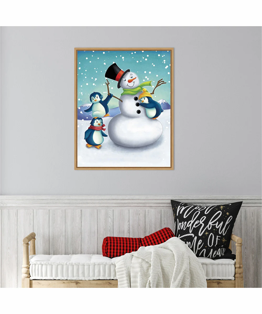 Framed Joyful Snowman by Josefina Canvas Wall Art Print (23 W x 28 H), Sylvie Maple Frame - Image 2