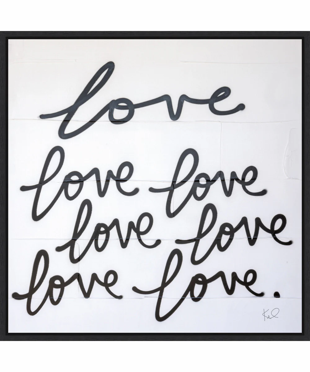 Framed Love Times Seven Sq by Kent Youngstrom Canvas Wall Art Print (30 W x 30 H), Sylvie Black Frame