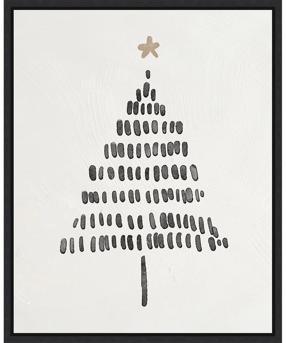 Framed Modern Christmas Tree II by Nina Blue Canvas Wall Art Print (23 W x 28 H), Sylvie Black Frame