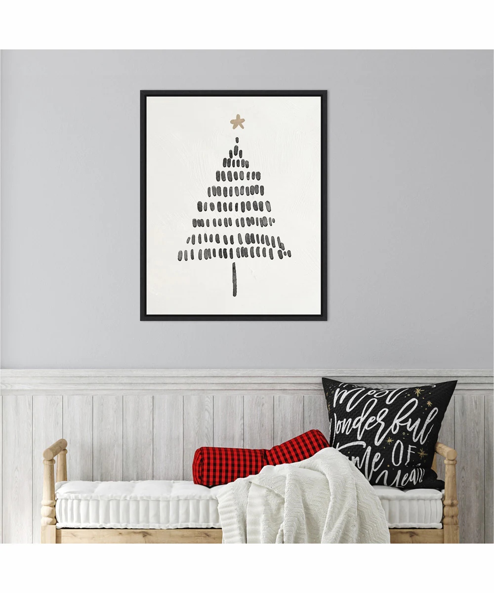 Framed Modern Christmas Tree II by Nina Blue Canvas Wall Art Print (23 W x 28 H), Sylvie Black Frame - Image 2