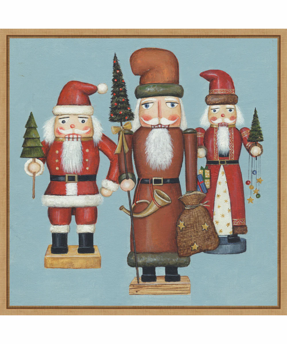 Framed Santa Nutcrackers by David Carter Brown Canvas Wall Art Print (22 W x 22 H), Sylvie Maple Frame