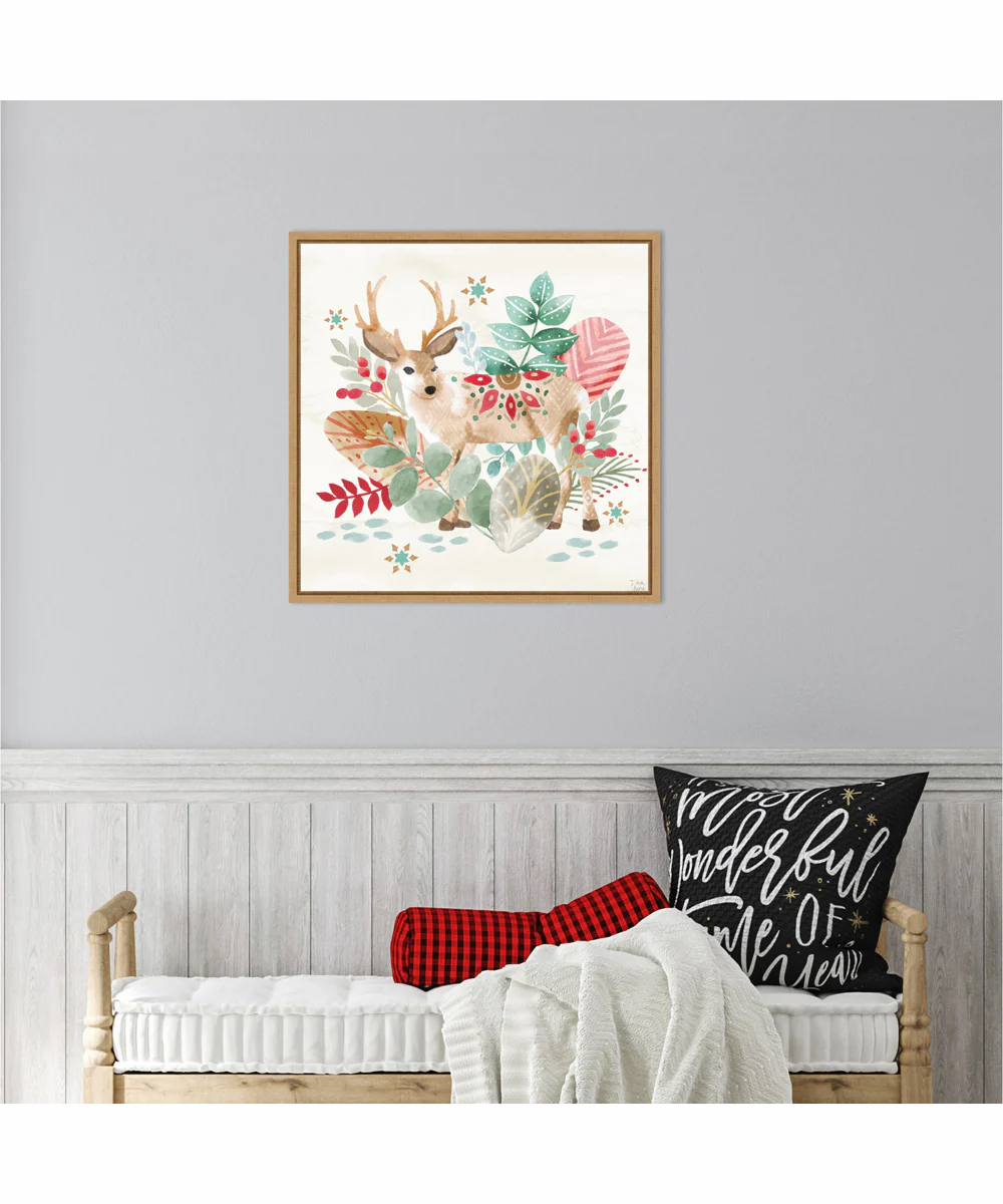 Framed Snowy Critters III by Dina June Canvas Wall Art Print (22  W x 22  H), Sylvie Maple Frame - Image 2