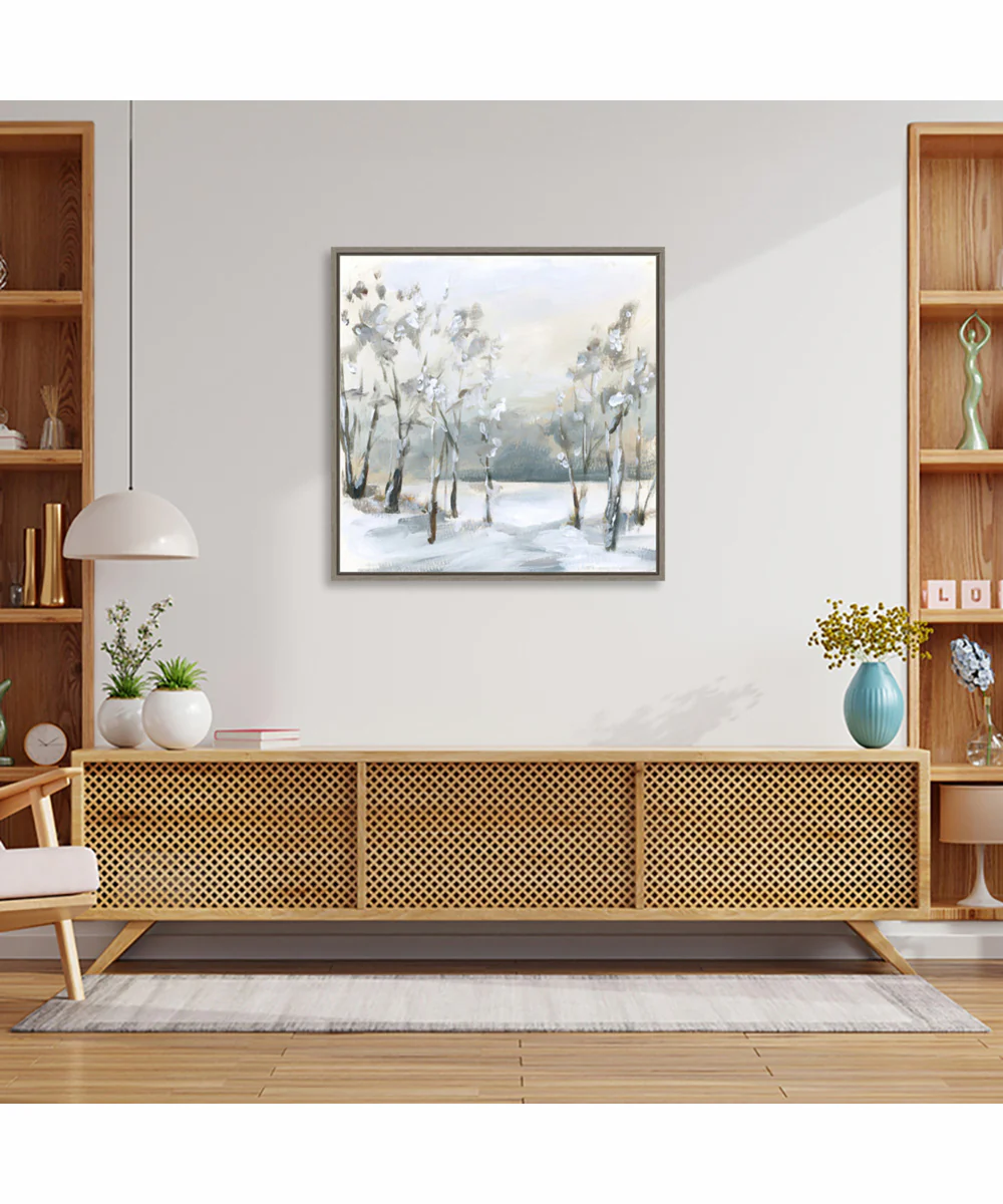 Framed Snowy Winter Trees by Katrina Pete Canvas Wall Art Print (30  W x 30  H), Sylvie Greywash Frame - Image 2
