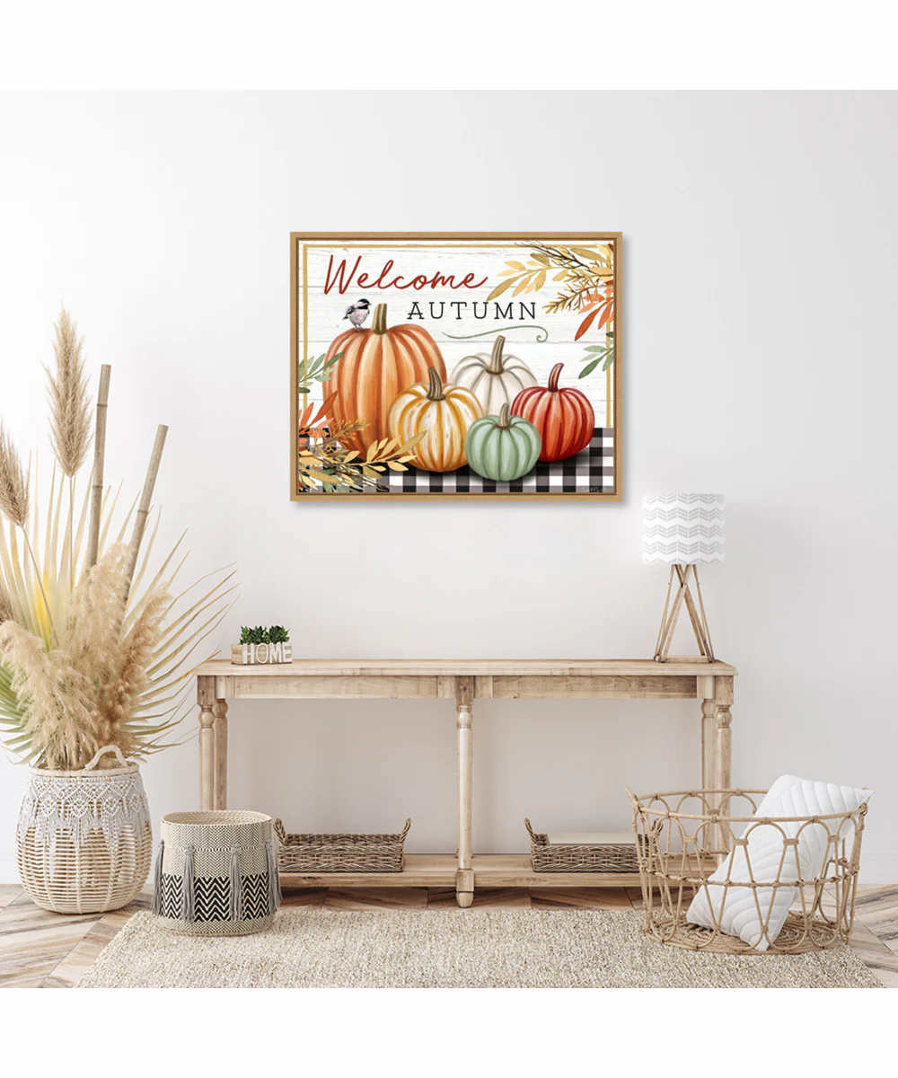 Framed Welcome Autumn by Elizabeth Tyndall Canvas Wall Art Print (28 W x 23 H), Sylvie Maple Frame - Image 2