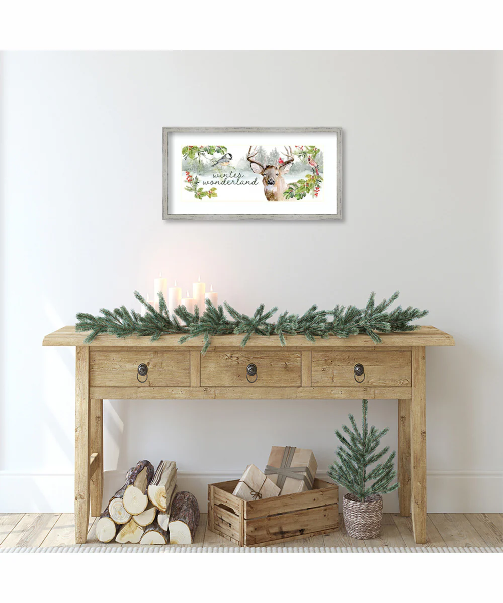 Holiday Deer Collection D by Jennifer Paxton Parker Wood Framed Wall Art Print (25 W x 13 H), Shiplap White Narrow Frame - Image 2