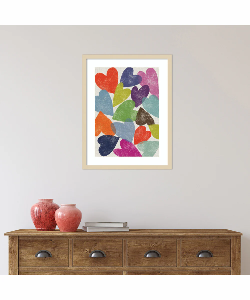 Printed Hearts by Jenny Frean Wood Framed Wall Art Print (20  W x 25  H), Svelte Natural Frame - Image 2