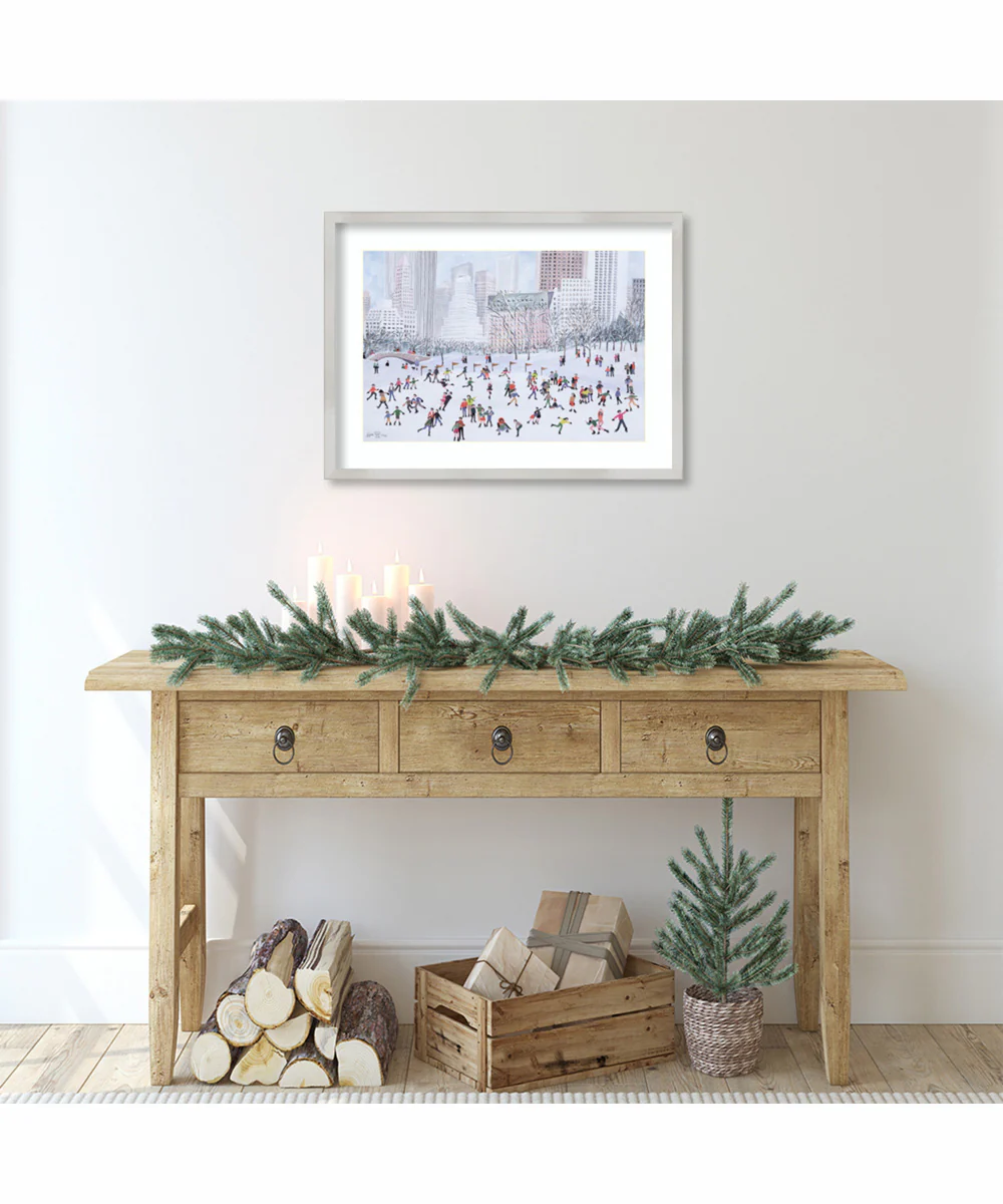 Skating Rink Central Park New York by Judy Joel Wood Framed Wall Art Print (25 W x 19 H), Svelte Silver Frame - Image 2