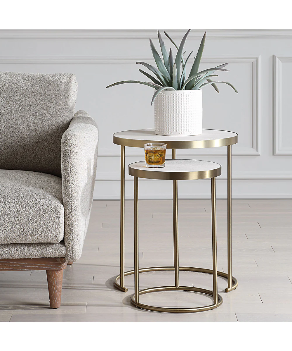 Aragon White Nesting Tables Set of 2 - Image 3