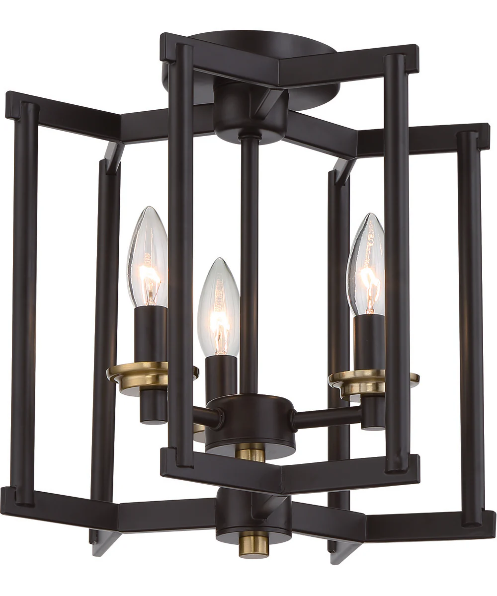 Avante Grand 3-Light Convertible Semi Flush Flat Black/Satin Brass - Image 2