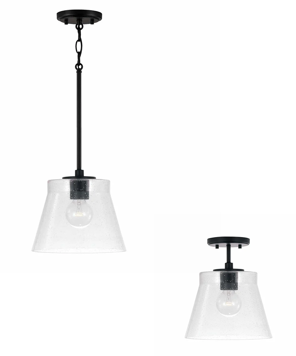 Baker 1-Light Dual-Mount Pendant/Semi-Flush Mount Matte Black - Image 2