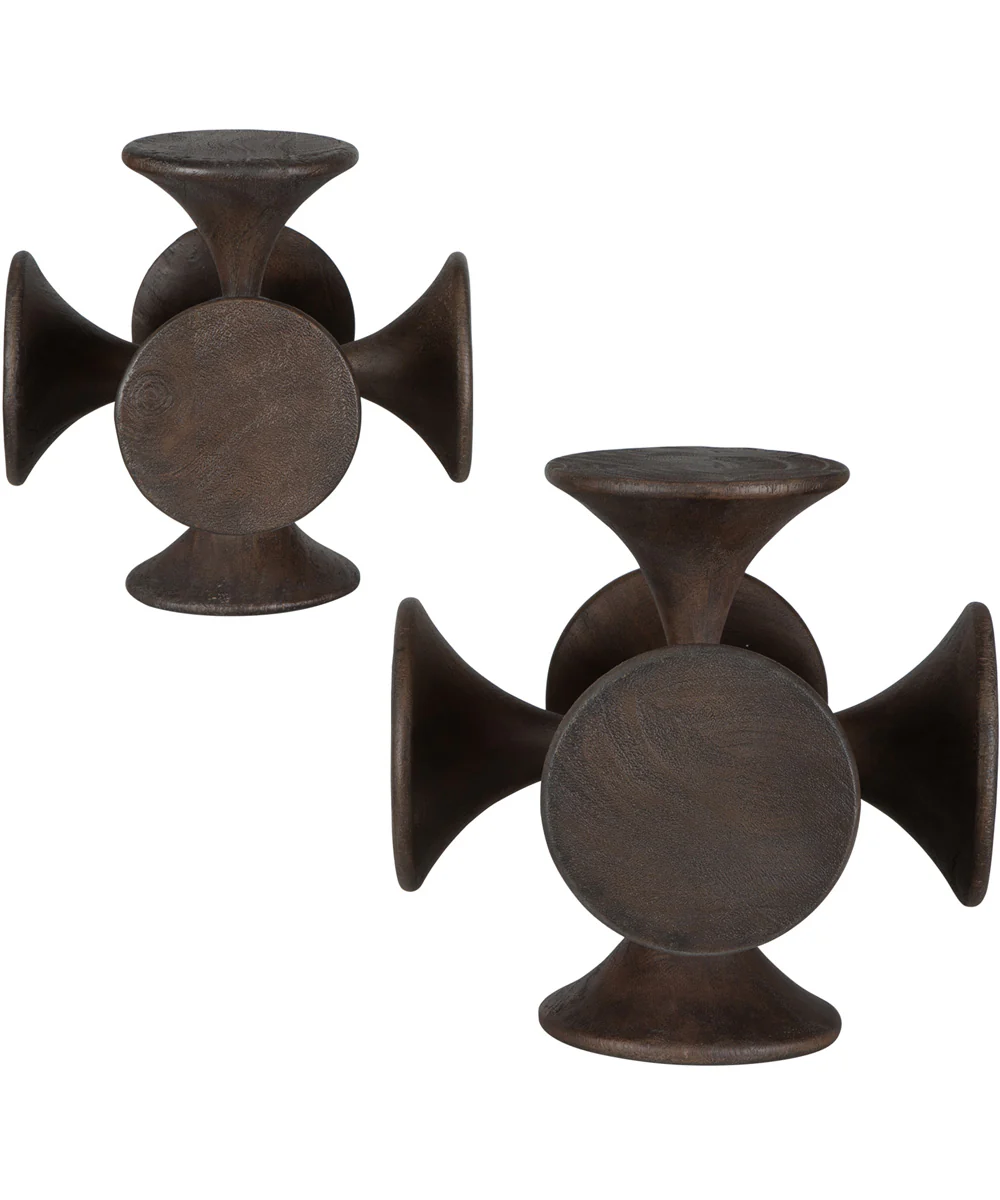Balanced Harmony Dark Wooden Sculptures Set of 2 - Image 4