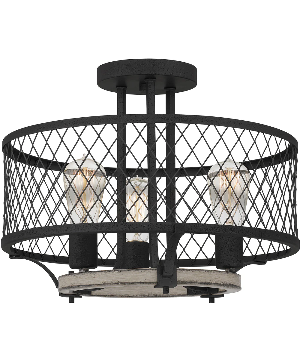 Benton 3-light Semi Flush Mount Distressed Iron - Image 4