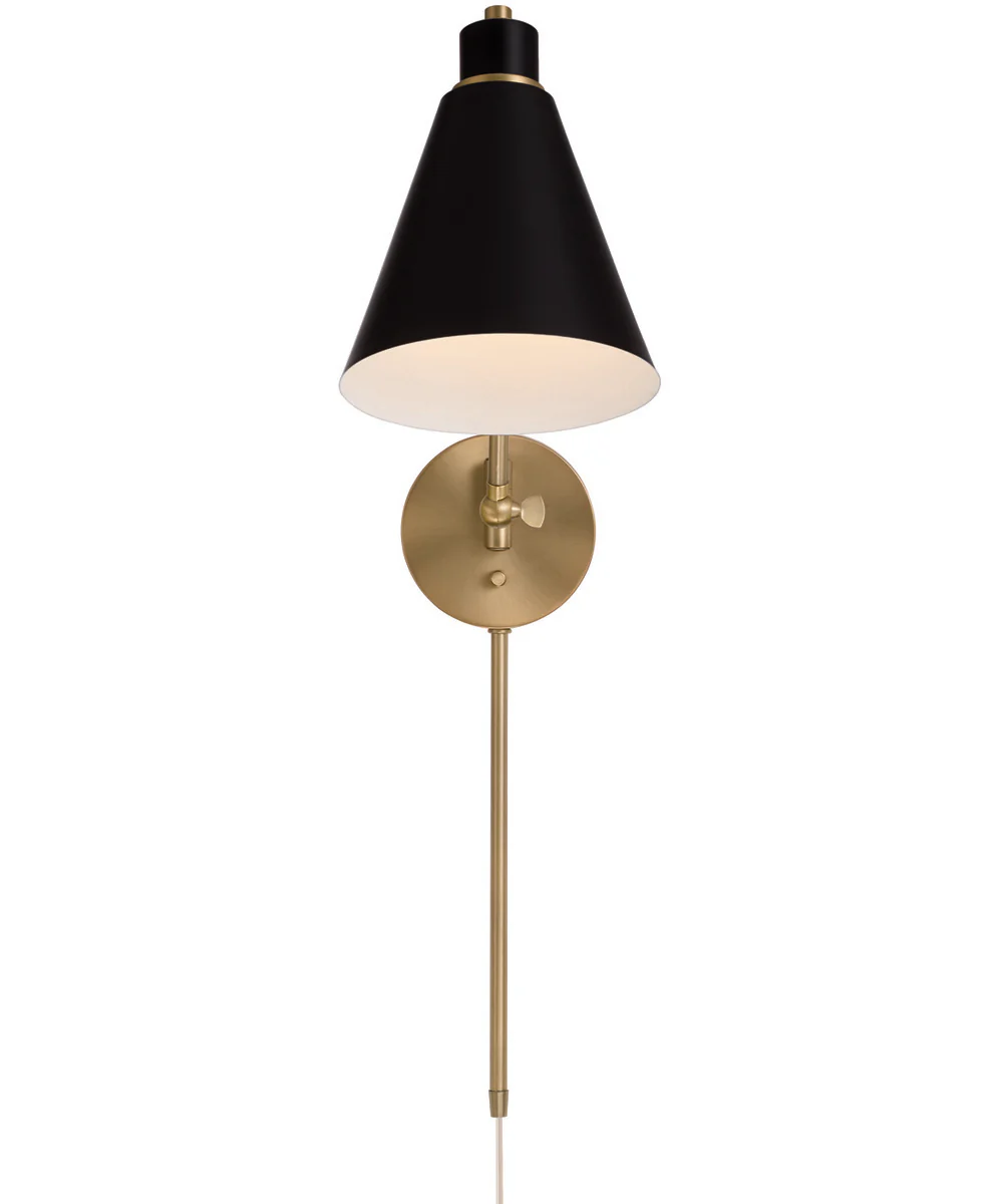 Bradley 1-Light Plug In Sconce Aged Brass and Black, 7"W - Image 4