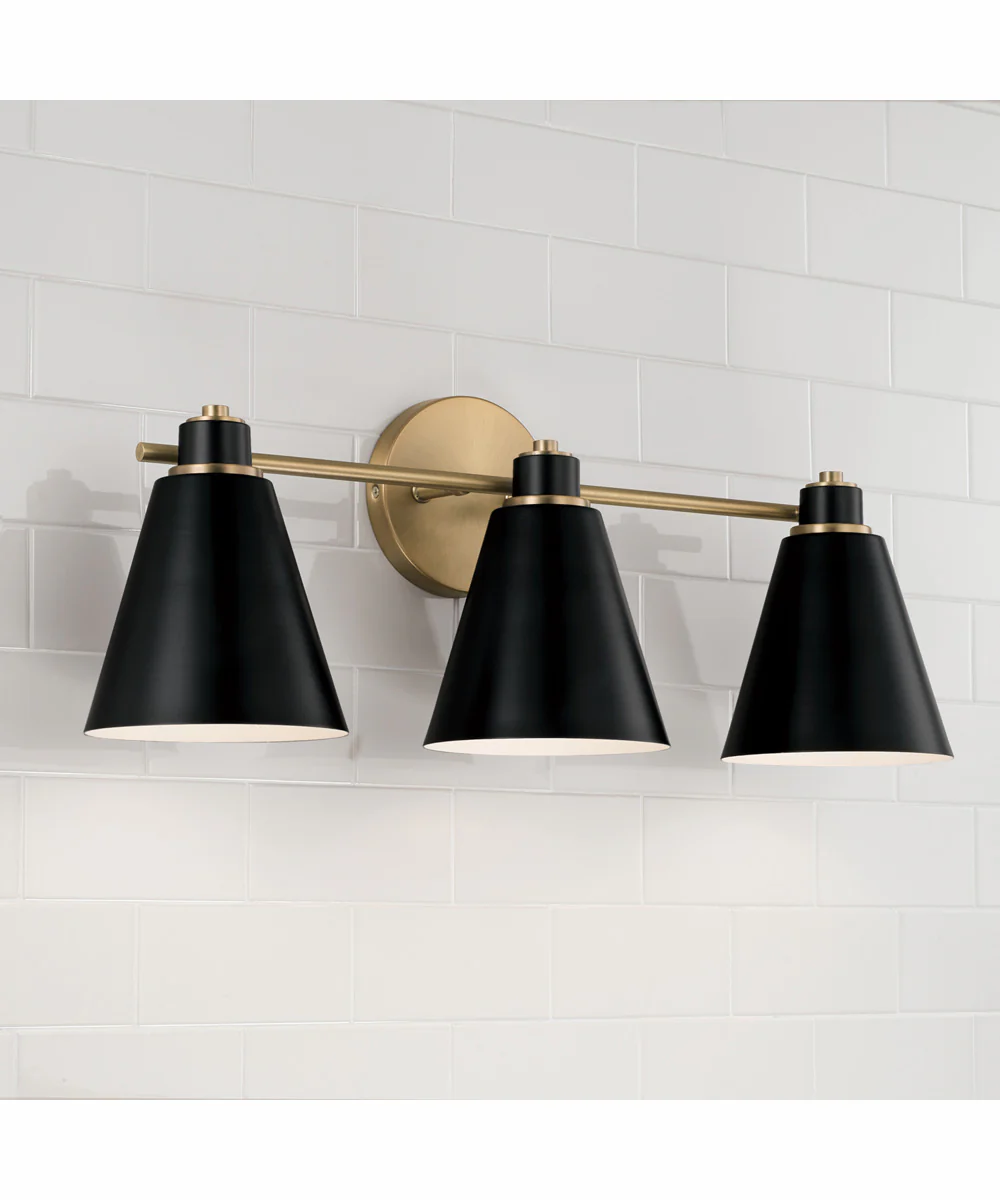 Bradley 3-Light Vanity Aged Brass and Black - Image 2