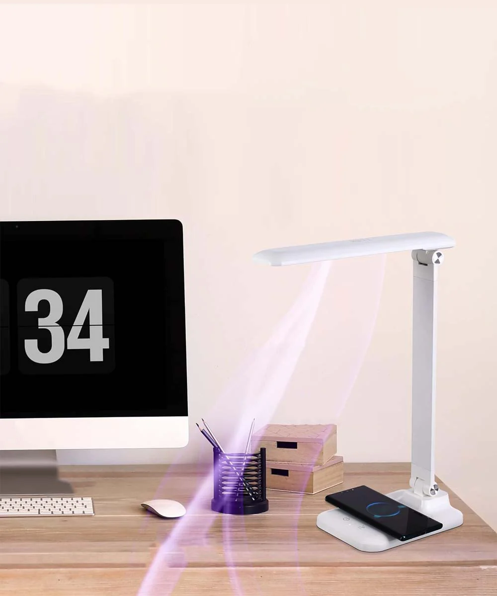 Brilli 15"H LED Desk Lamp (Set of 2) Matte White Finish with Qi Wireless Charging - Image 2