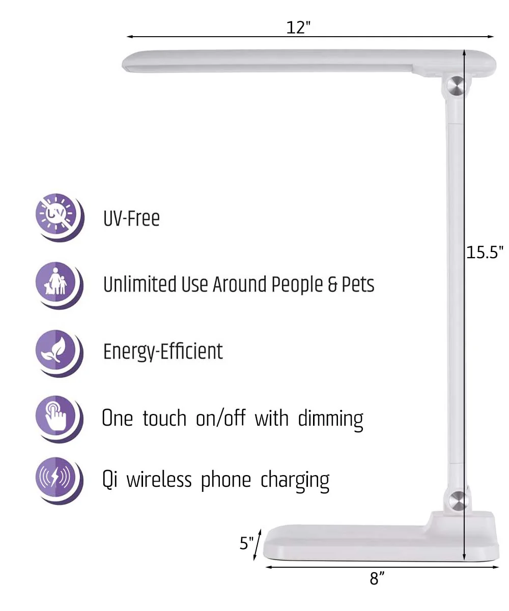 Brilli 15"H LED Desk Lamp (Set of 2) Matte White Finish with Qi Wireless Charging - Image 3