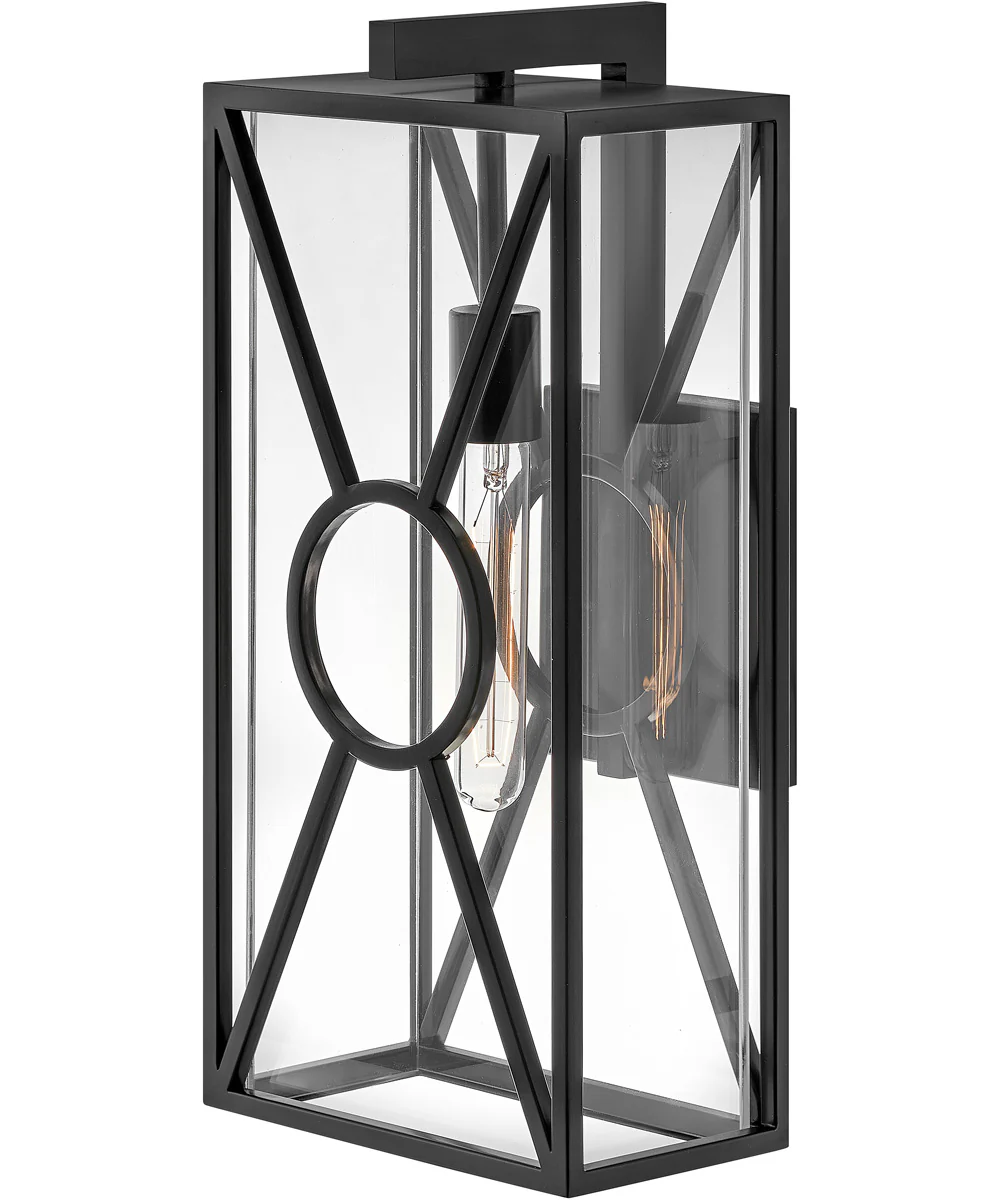 Brixton Coastal Elements 1-Light Medium Outdoor Wall Mount Lantern in Black