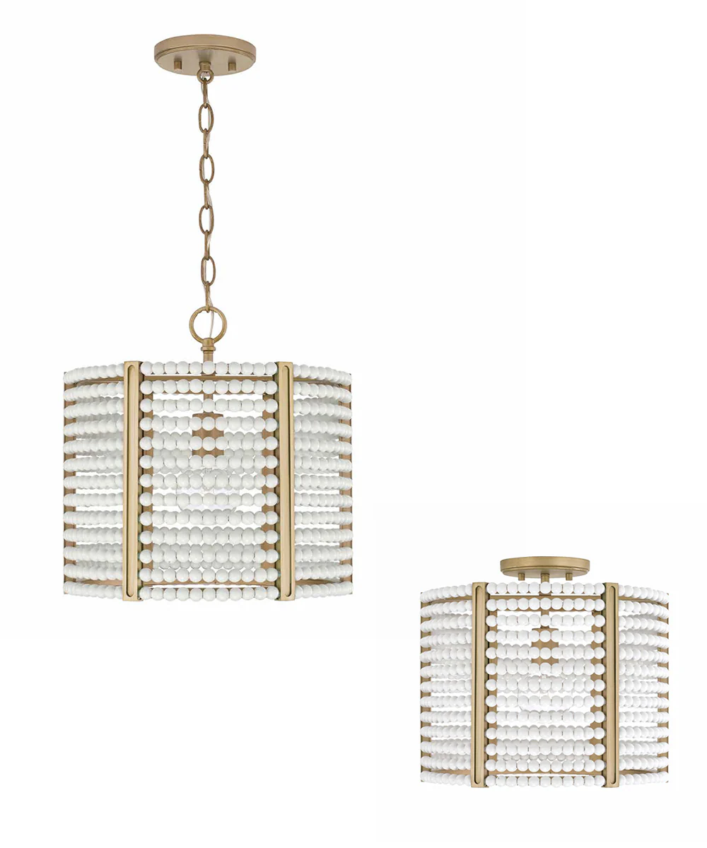 Brynn 1-Light Dual-Mount Semi-Flush/Pendant Mount Aged Brass Painted - Image 2