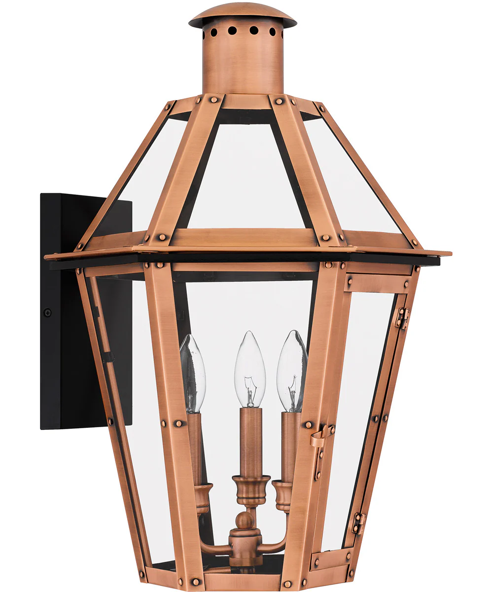 Burdett Large 3-light Outdoor Wall Light Aged Copper - Image 3