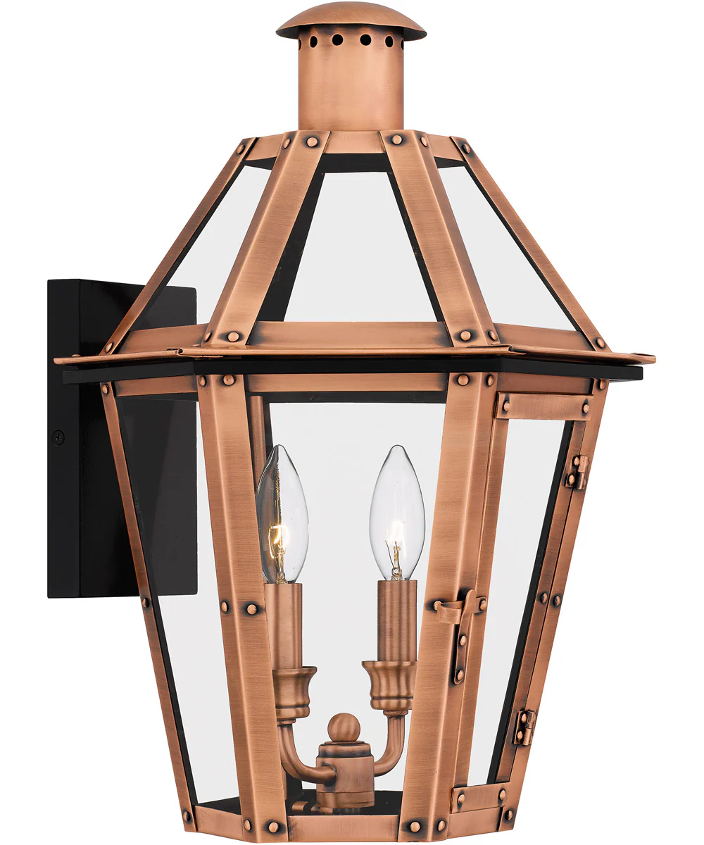 Burdett Medium 2-light Outdoor Wall Light Aged Copper - Image 2