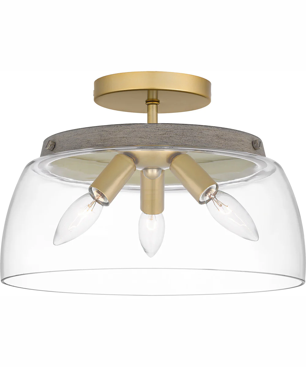 Burkett Medium 3-light Semi Flush Mount Light Gold - Image 2