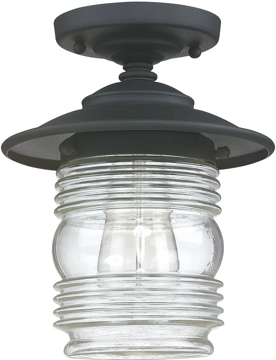 8"W Creekside 1-Light Outdoor Ceiling Rain or Shine - Black