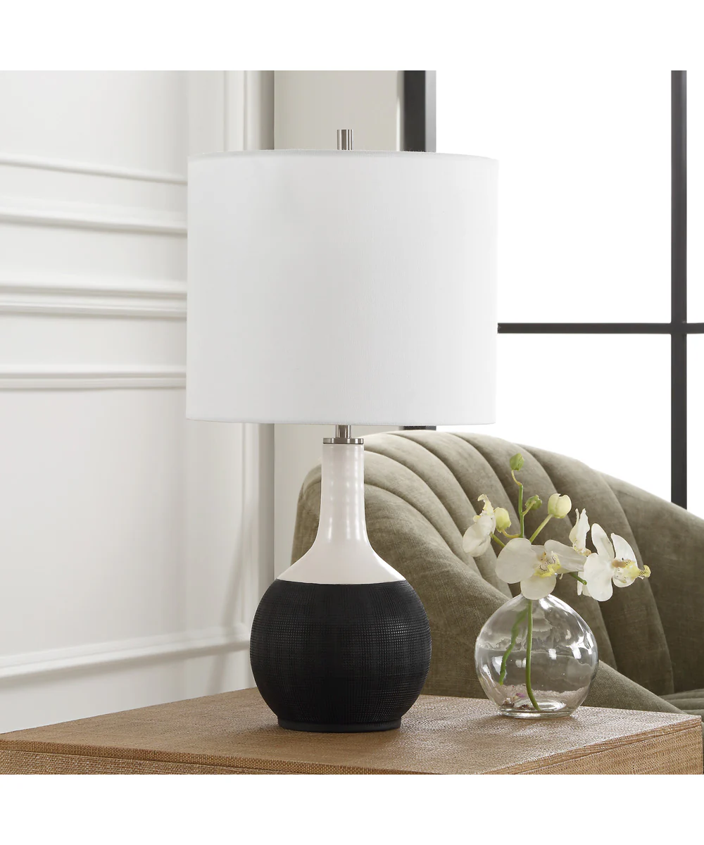 Ceramic Accent Lamp in Matte Black and White - Image 3